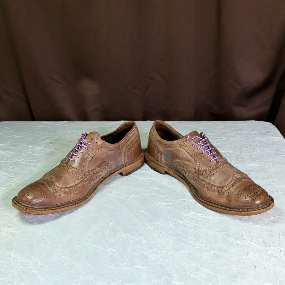 Allen Edmonds Neumok 2.0 Shoes Mens Size 10D Wingtip Brogue Oxford Brown Dress
